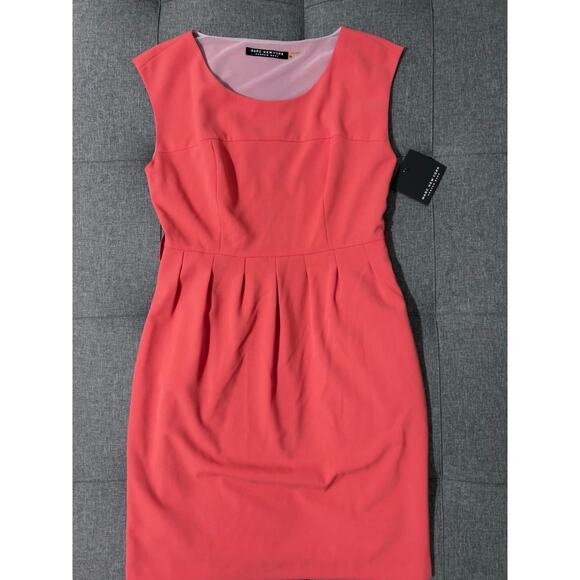 NWT Marc New York Andrew Marc Dress Women 10 Orange Sheath Lined Missing‎ Belt - Picture 3 of 8